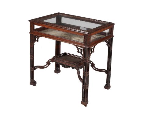 A mahogany bijouterie table in George III style, late 19th/early 20th century, after the manner of Thomas Chippendale, 77cm h