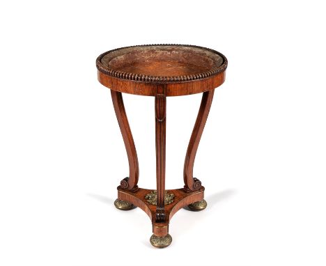 Y A Regency mahogany, rosewood and gilt metal mounted jardiniere or planter, circa 1815,  84cm high, the top 59cm diameter ov