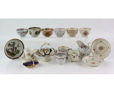 Late 18th century and later porcelain coffee cans, tea bowls, saucers etc to include New Hall, Shorthouse, Spode and others  
