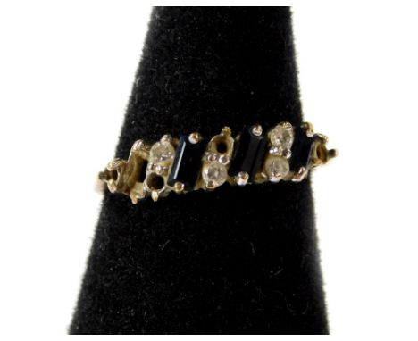 A 9ct gold dress ring, with blue and white paste stones (some missing), 1.9g all in.  