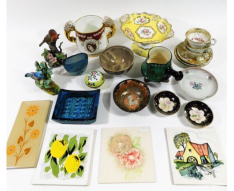 Various collectable china, glass, etc.  to include a Queen Elizabeth II Crown Staffordshire limited edition loving cup, 18cm 