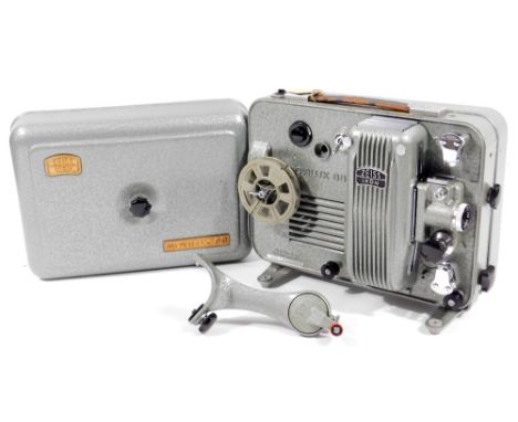 A Zeiss Icon Movilux 8B film projector, with outer leather case, 27cm W.