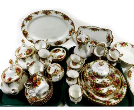 Various Royal Albert Old Country Roses dinnerware, to include an oval serving platter, 41cm W, serving dish, sandwich plate, 