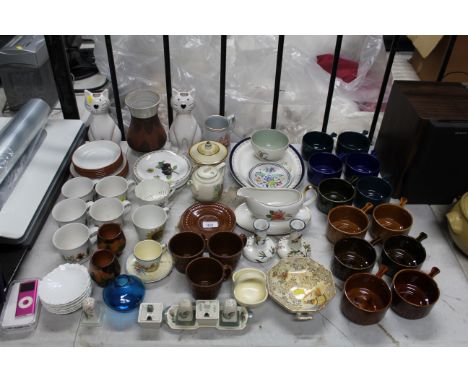 A collection of various china to include Shelley dishes, Poole Pottery plate, vases etc.