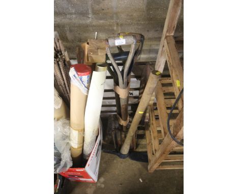 A quantity of gardening tools to include digging fork, spades etc.