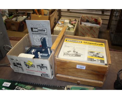 A Copydex joint master MK3 sawing jig with instruction guide with a Barrus shaper craft sharpening tool in fitted wooden case