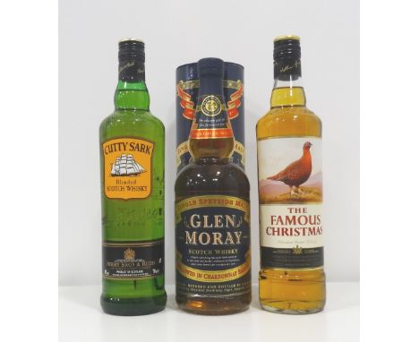 THREE BOTTLES OF SCOTCH WHISKY
A selection of scotch whisky, comprising: one bottle of Glen Moray Chardonnay Finish Single Ma