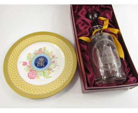 A Wedgwood glass Royal Wedding decanter and stopper, commemorating the Wedding of HRH Prince Charles to Lady Diana Spencer, l