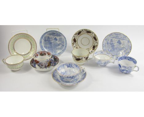 Six early 19thC porcelain tea cups and saucers, including Minton, Barr Worcester and Masons.