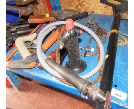 Sundry tools including saws, stirrup pump, etc.