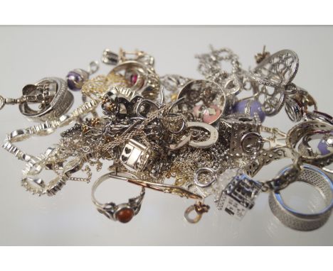 Silver and enamel egg pendants, silver pendants, earrings and rings, some paste set,  (qty).