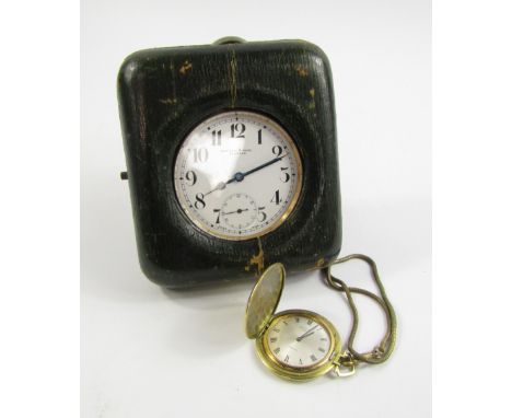 A Swiss Goliath pocket watch for Edward & Sons Glasgow, white enamel dial bearing Arabic numerals, subsidiary seconds dial, k