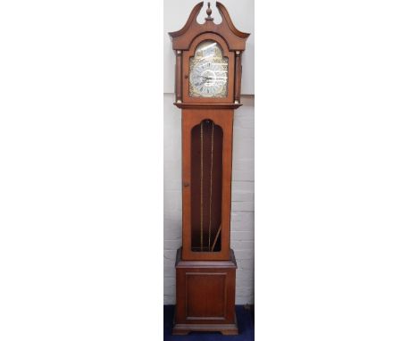 A modern Tempus Fugit longcase clock, with an oak veneered case.