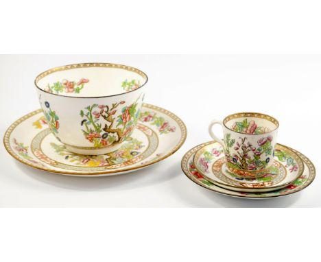 A Coalport porcelain late 19thC tea service decorated in the Indian Tree pattern, comprising a pair of bread plates, cream ju