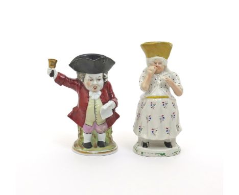 A Staffordshire Snuff-Taker Toby jug, 19th century, modelled as a portly woman taking a pinch of snuff from a box in her left