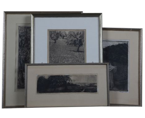 Prof. Heinrich Seufferheld 1866 Weinsberg - 1940 Tübingen Vier gerahmte Radierungen vom schwäbischen Grafiker Heinrich Seuffe