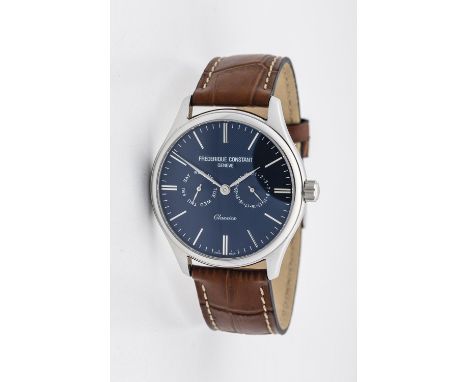 Herrenarmbanduhr Frederique Constant, Ref. FC-259NT5B6 Wasserdichtes, verschraubtes Edelstahlgehäuse. Blaues Zifferblatt mit 