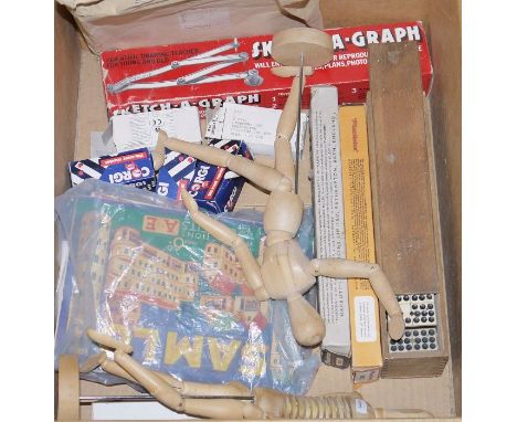 Small quantity of vintage toys&nbsp;including plasticine, Sketch o Graph, 9' dot dominoes, Corgi diecsat and two artists mane