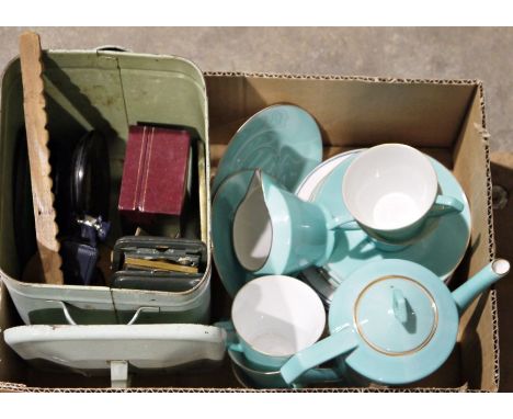 Noritake Art Deco-style part tea set, a brass fruit bowl, a Spode Royal Artillery collectors plate&nbsp;with wooden box and f