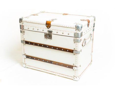 Cream Leather Travel Trunk