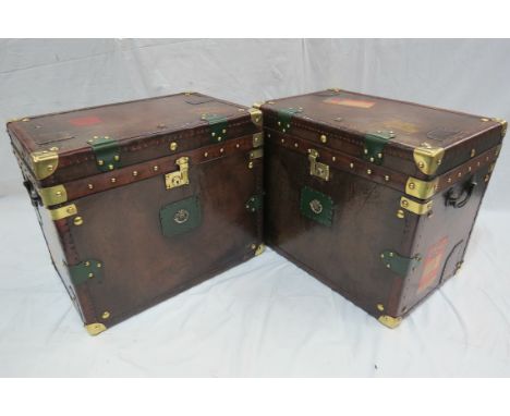 A Pair of fine Army and Navy Leather Trunks