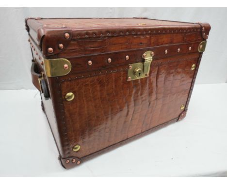 A very fine Tan Crocodile Skin Travel Trunk
