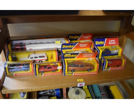 Dinky:&nbsp;ten boxed Dinky vehicles, to include: Nos: 180, Rover 3500; 243, Volvo Police Car; 211, Triumph TR7; together wit