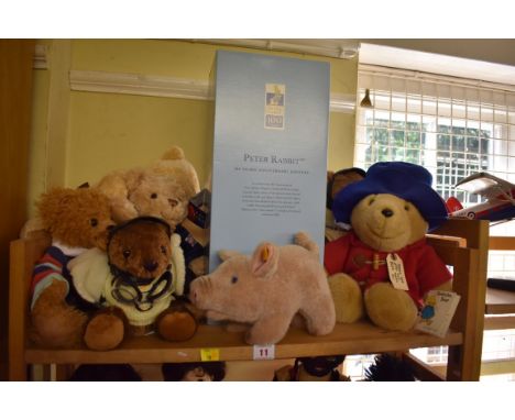 Steiff:&nbsp;a 100 years Anniversary Edition Peter Rabbit, in box; together with a pig No.3810/17; and six other plush teddy 