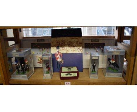 Britains: two boxed sets from The W Britain Collection, comprising 'Royal Marines' and 'The Scots Guards'; together with four
