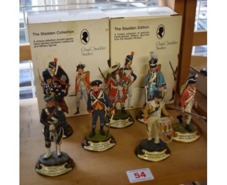 Chas C Stadden:&nbsp;a group of seven soild pewter hand painted military figures, to include: Officer of the Lorne Scots and 