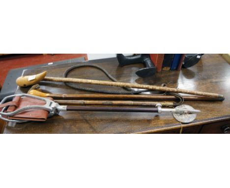 Shooting stick and various walking sticks