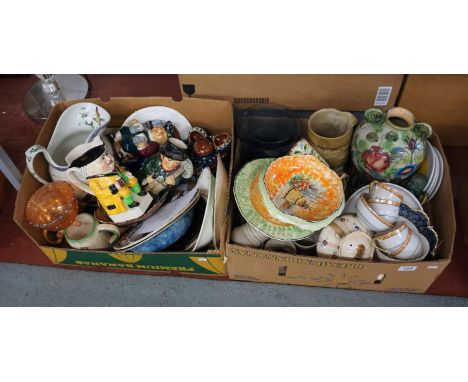 2 boxes of collectables to include Spode, Masons, etc,