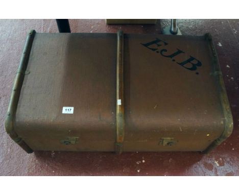 Old travelling trunk with wooden banding