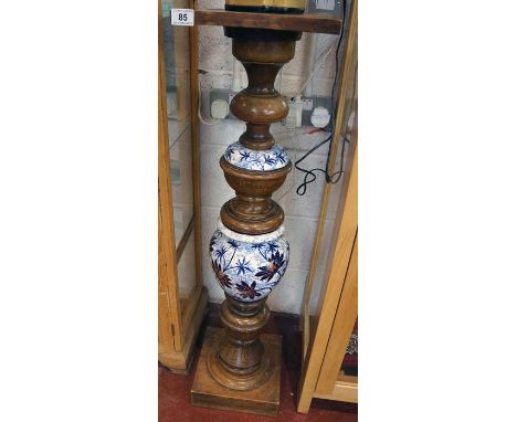 Hardwood and ceramic torchere - Ludvic Wessel of Popplesdorf