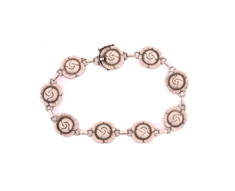Georg Jensen - A rose bracelet, with individual links stylised as blooming roses, connected with a discrete box clasp and fig