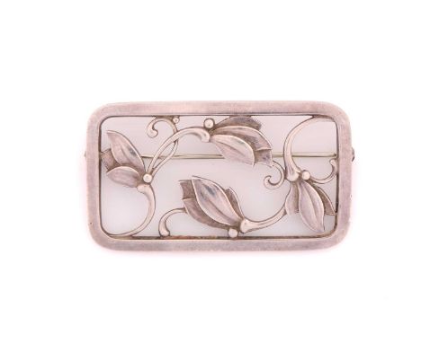 Georg Jensen - silver floral brooch No.295, overall dimesons 54x31mm, stamped Sterling Denmark, the total weight of item 16.7