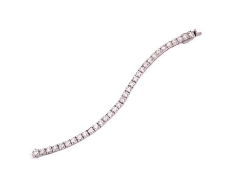 A diamond tennis bracelet, set with thirty-three round brilliant diamonds, each weighing an average 0.40ct, with an approxima