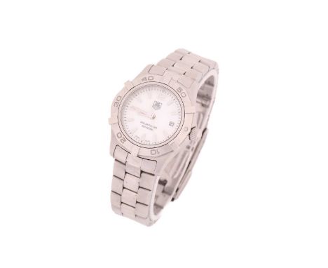 A lady's Tag Heuer Aqua Racer 300m, with a Swiss quartz movement in a 28mm steel case with a mother of pearl dial and luminou