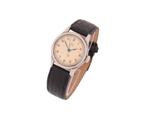 A WW2 Omega Pilots watch K.501, with a hand-wound Swiss movement caliber 23.4SC T1, the first movement Omega release with a c