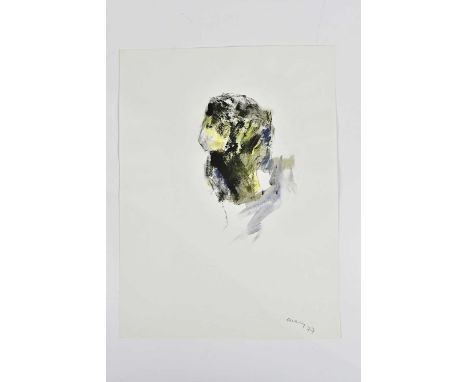 † HARRY OUSEY (1915-1985); watercolour, 'Auto Portrait of the Artist a Paysage', signed and dated '77, further signed, titled
