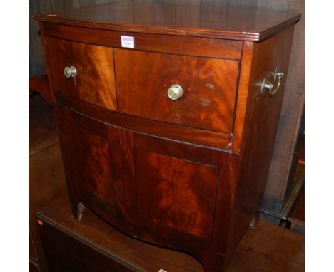 A 19th century mahogany bowfront commode, with hinged compartment, w.60cm