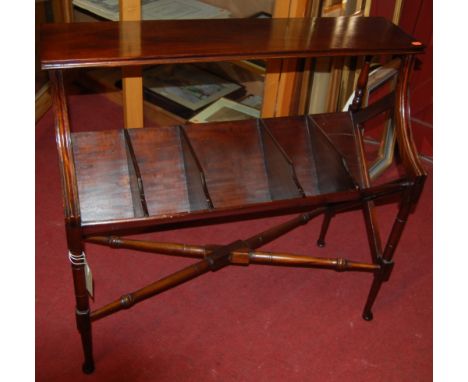 A contemporary hardwood book trough side table, w.90cm