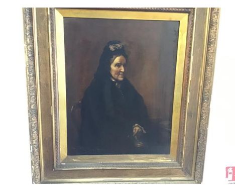 A Portrait of Mrs Edward Carnegie, oil on canvas, painted from a photograph, signed Allan Ramsay 1893, lower left (50cm x 40c