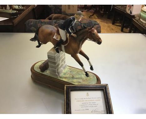 A Royal Worcester limited edition porcelain model, Stroller and Marion Coakes, modelled by Doris Lindner, mounted on wooden s