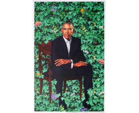Kehinde Wiley (b. 1977)Barack ObamaOffset lithograph printed in colours, 2018, published by the National Portrait Gallery, Wa