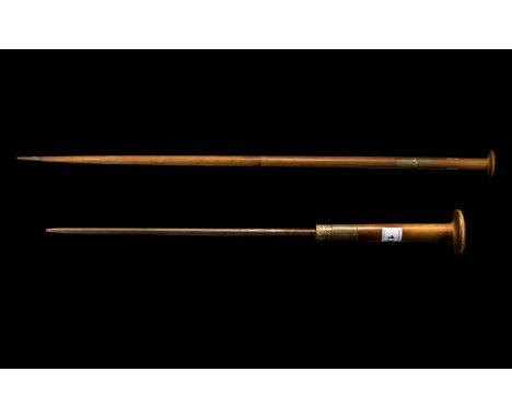 Early 20thCentury Sword Stick, brass mounted; 36 inches (90cms) long overall