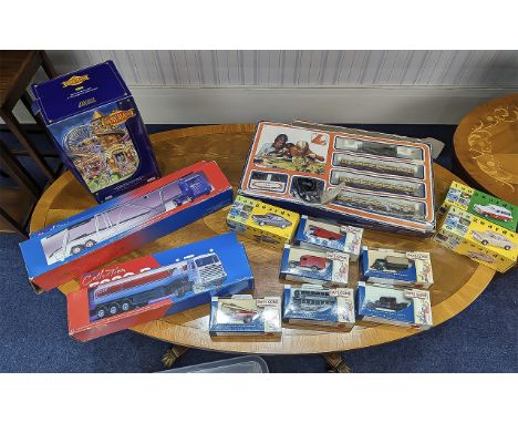 Box of Assorted Die Cast Models including Lledo Showmans Collection Helter Skelter, three Lledo Collection Vanguards, five Da