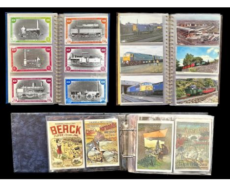 Railway Interest - Three Albums of Postcards, featuring trains, French Railway poster postcards, vintage and modern trains, e
