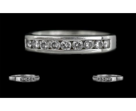 Ladies 9ct White Gold Nine Stone Diamond Set Ring, weight 3g, shank and setting in excellent condition with full hallmark to 