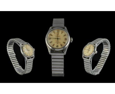Rolex Oyster Royal Steel Cased Mechanical Wrist Watch, circa 1940-1949.  Features shock resistant, gold markers, seconds swee